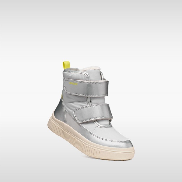 Waterproof ankle boots LAQUINNY ABX GIRL Silver/Fluo Yellow | GEOX