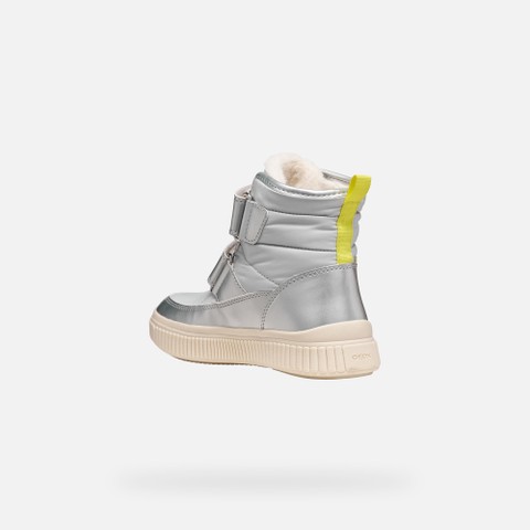 Waterproof ankle boots LAQUINNY ABX GIRL Silver/Fluo Yellow - image number 3 | GEOX
