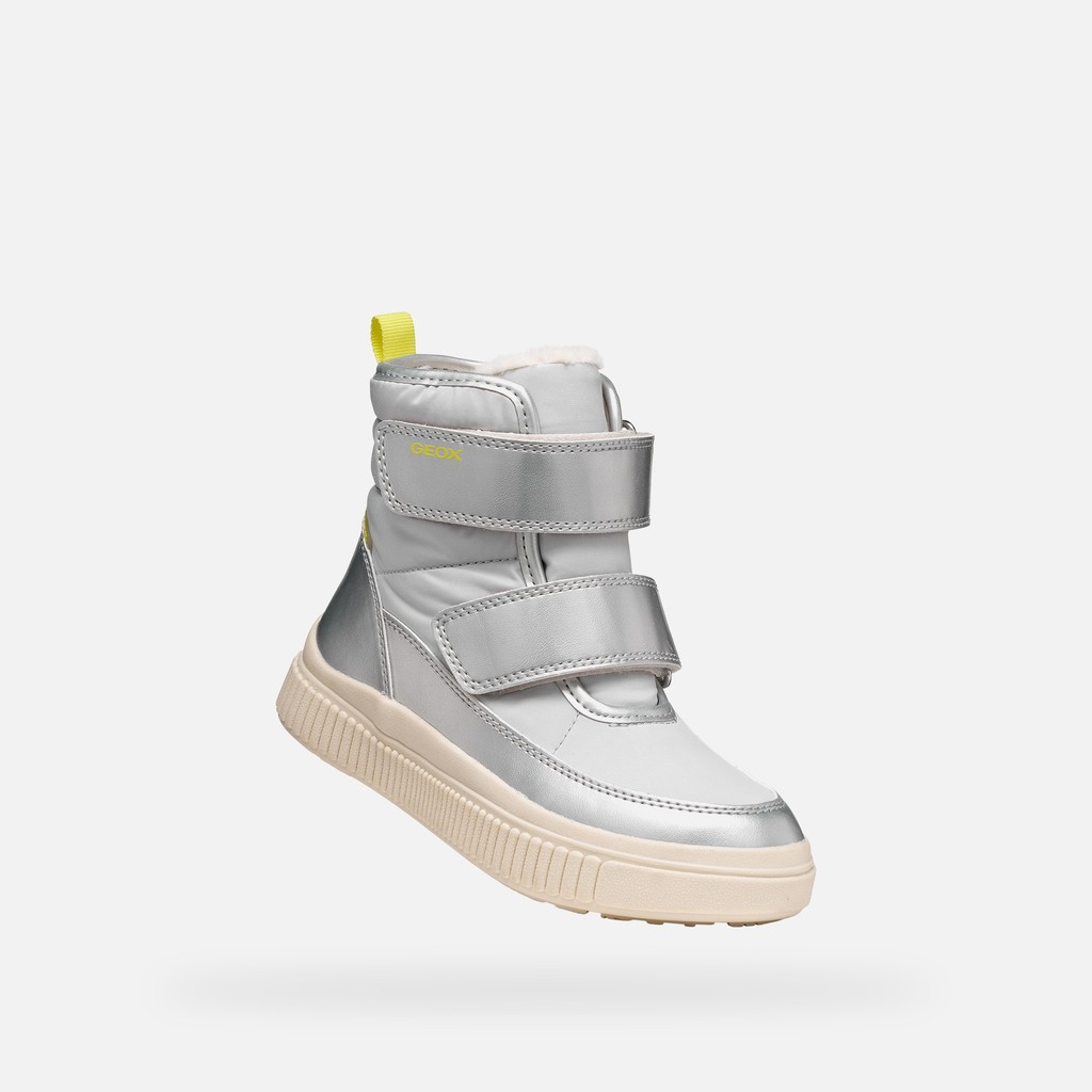 Waterproof ankle boots LAQUINNY ABX GIRL Silver/Fluo Yellow - image number 4 | GEOX