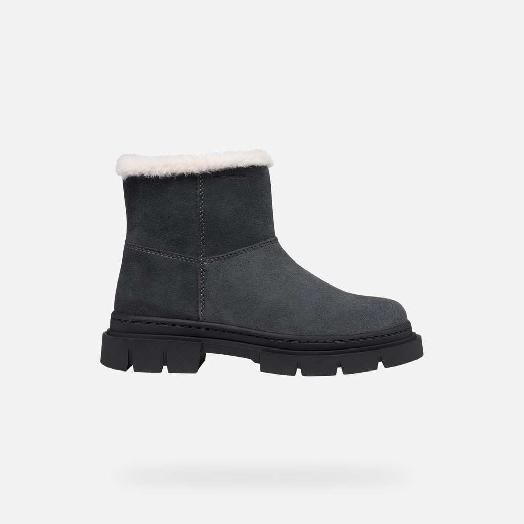 Fur-trimmed ankle boots KARSYN WPF   GIRL Dark grey - image number 1 | GEOX