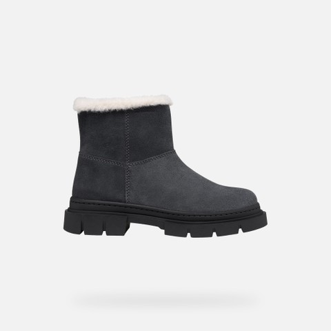 Fur-trimmed ankle boots KARSYN WPF   GIRL Dark grey - image number 1 | GEOX