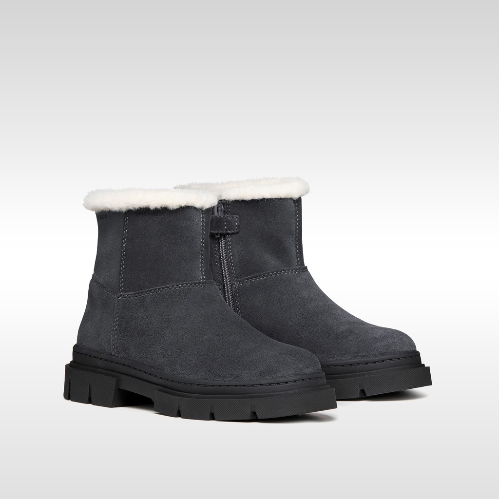 Fur-trimmed ankle boots KARSYN WPF   GIRL Dark grey - image number 7 | GEOX