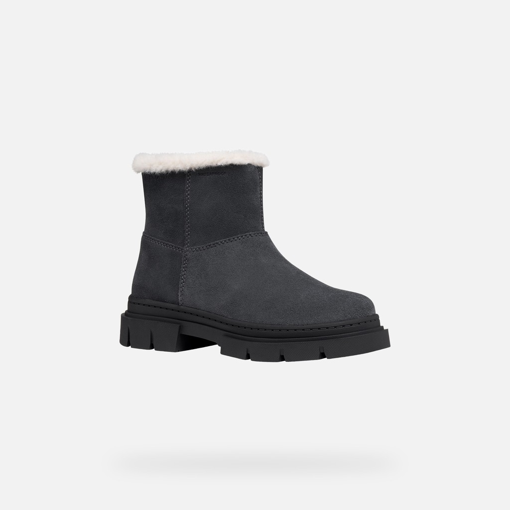 Fur-trimmed ankle boots KARSYN WPF   GIRL Dark grey - image number 2 | GEOX