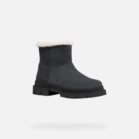 Fur-trimmed ankle boots KARSYN WPF   GIRL Dark grey - image number 2 | GEOX