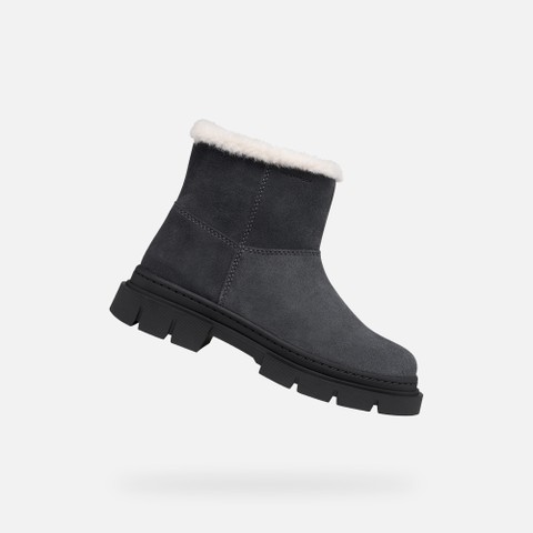 Fur-trimmed ankle boots KARSYN WPF   GIRL Dark grey - image number 0 | GEOX
