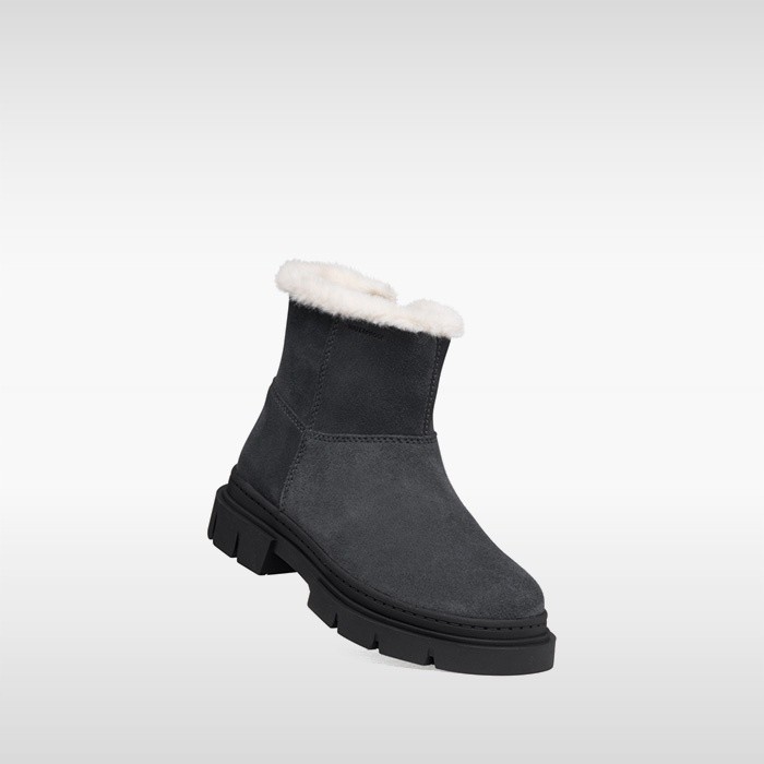 Fur-trimmed ankle boots KARSYN WPF   GIRL Dark grey | GEOX