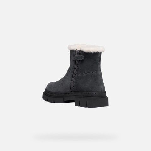 Fur-trimmed ankle boots KARSYN WPF   GIRL Dark grey - image number 3 | GEOX