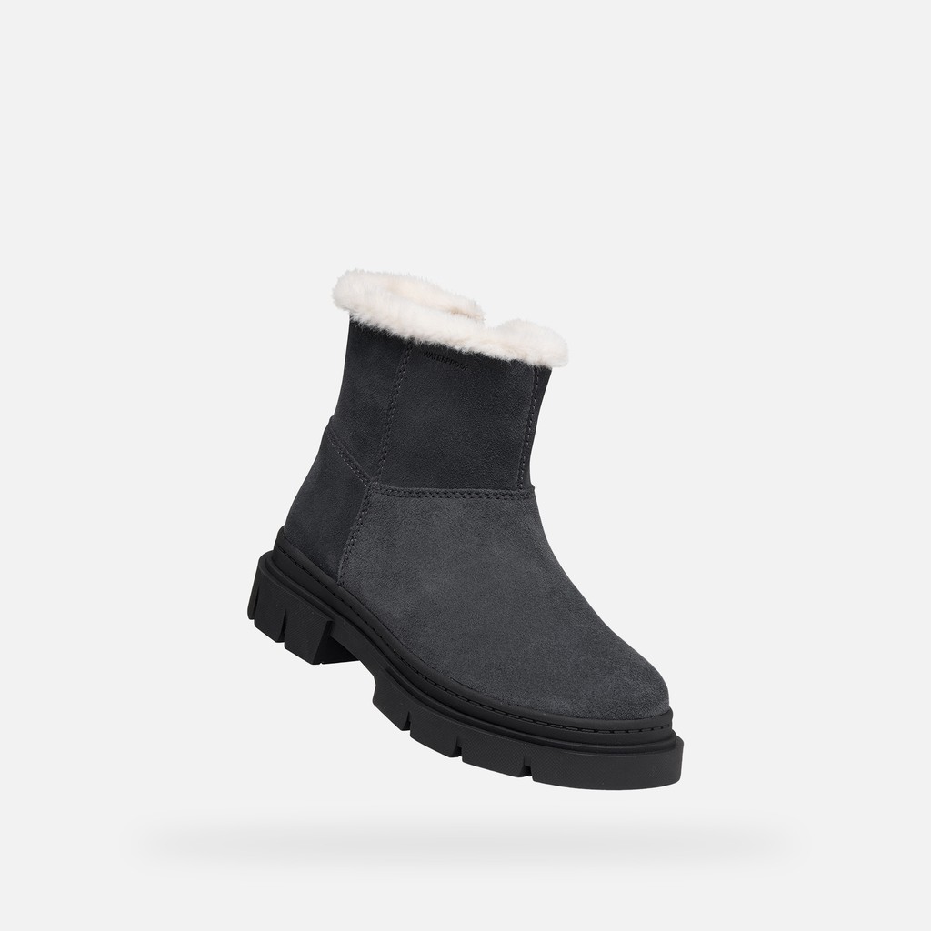 Fur-trimmed ankle boots KARSYN WPF   GIRL Dark grey - image number 4 | GEOX