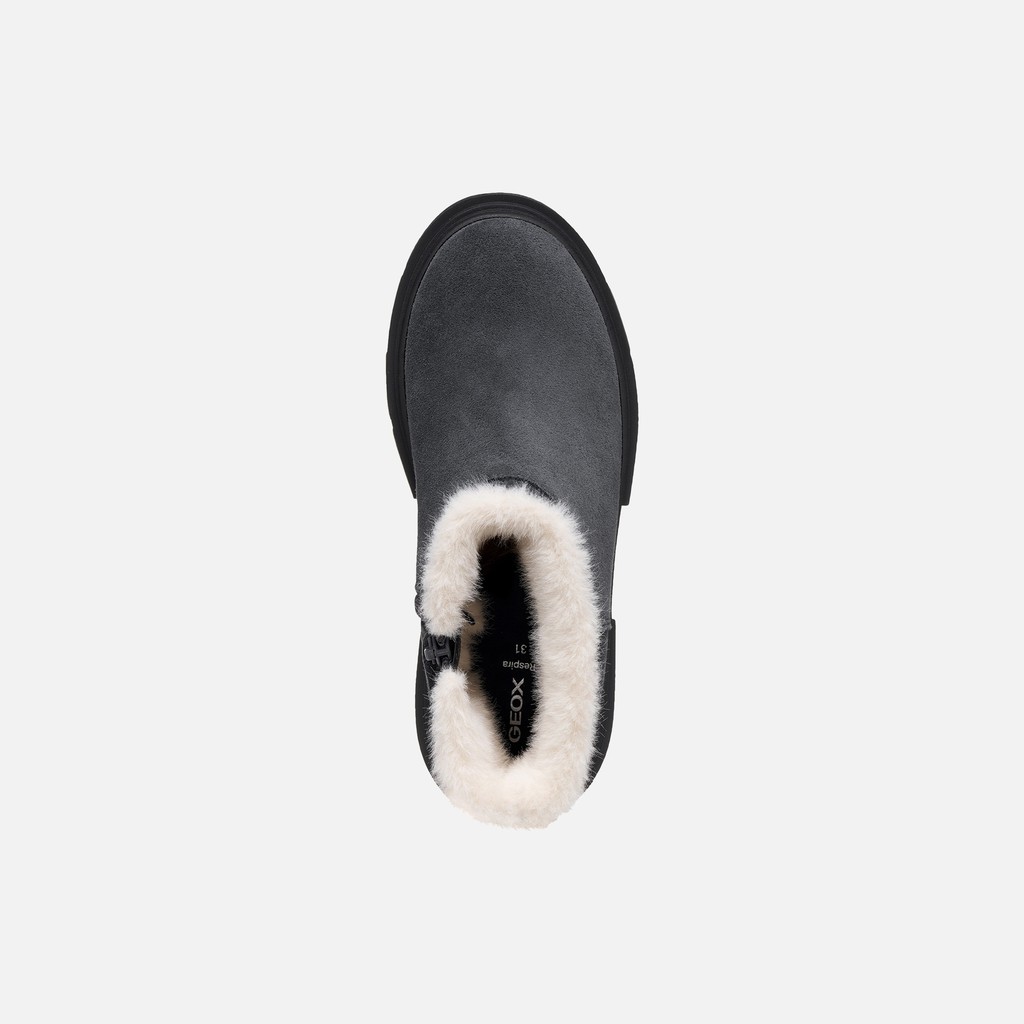 Fur-trimmed ankle boots KARSYN WPF   GIRL Dark grey - image number 5 | GEOX