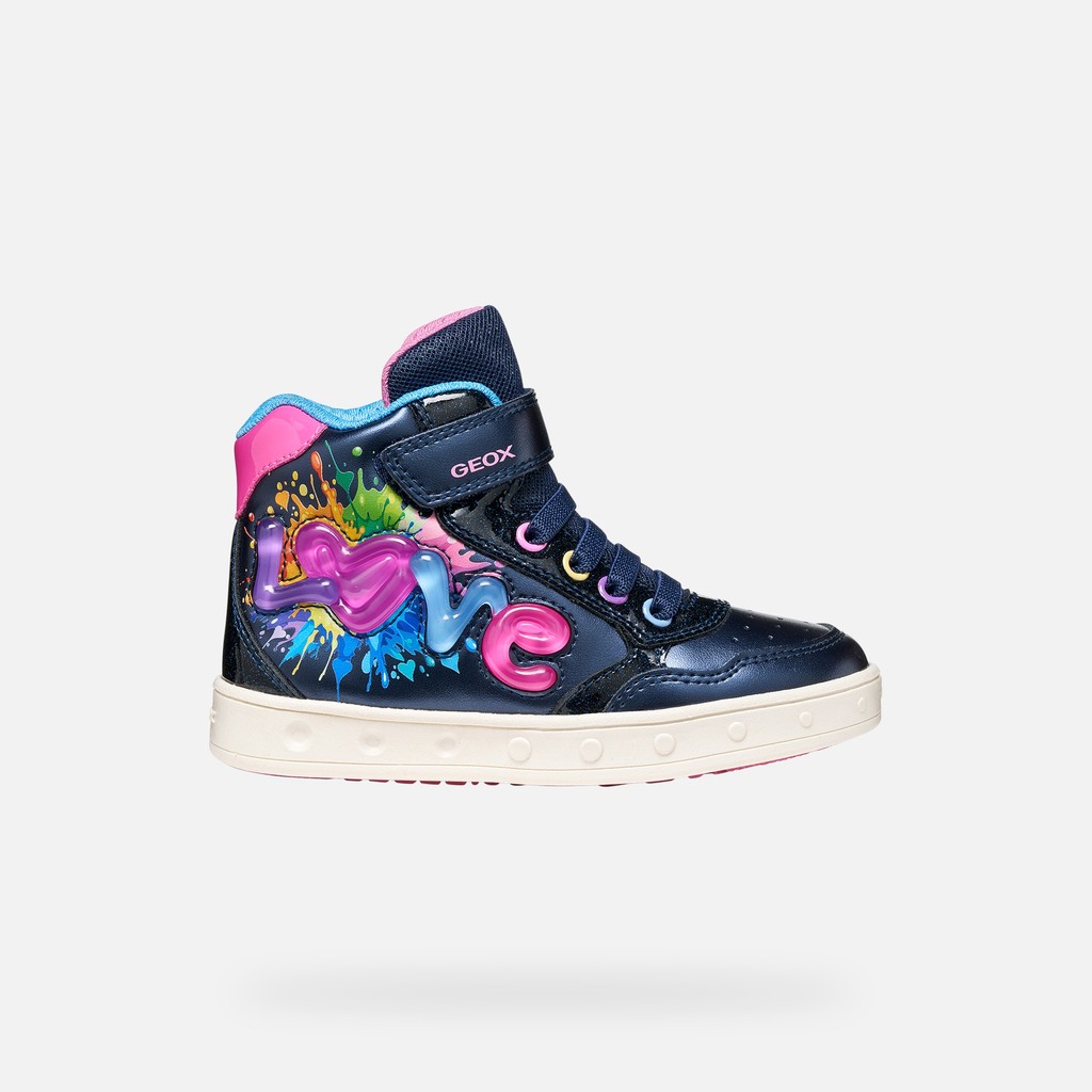 Shoes with lights SKYLIN GIRL Navy/Multicolor - image number 1 | GEOX
