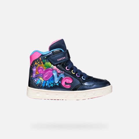 Shoes with lights SKYLIN GIRL Navy/Multicolor - image number 1 | GEOX