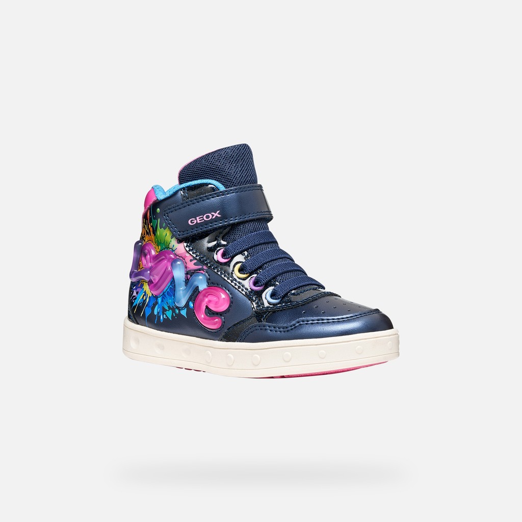Shoes with lights SKYLIN GIRL Navy/Multicolor - image number 2 | GEOX