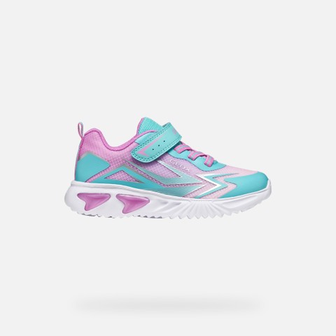 Sneakers with lights ASSISTER GIRL Light blue/Pink - image number 1 | GEOX