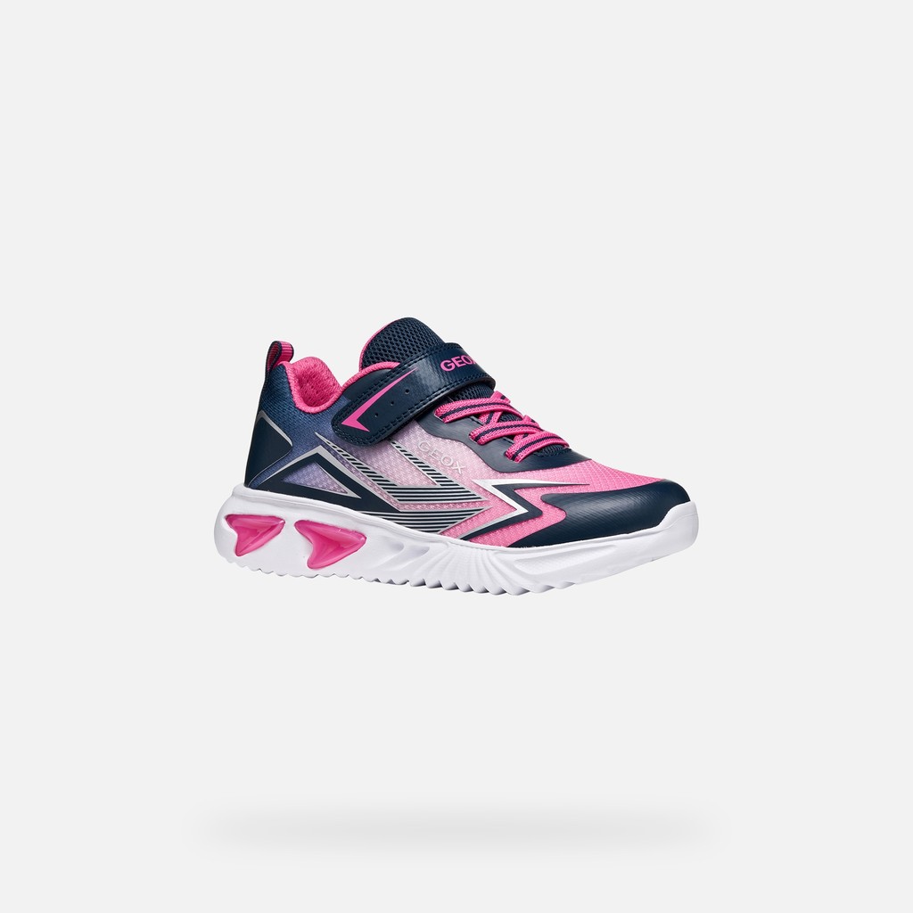 Sneakers with lights ASSISTER GIRL Navy/Fuchsia - image number 2 | GEOX