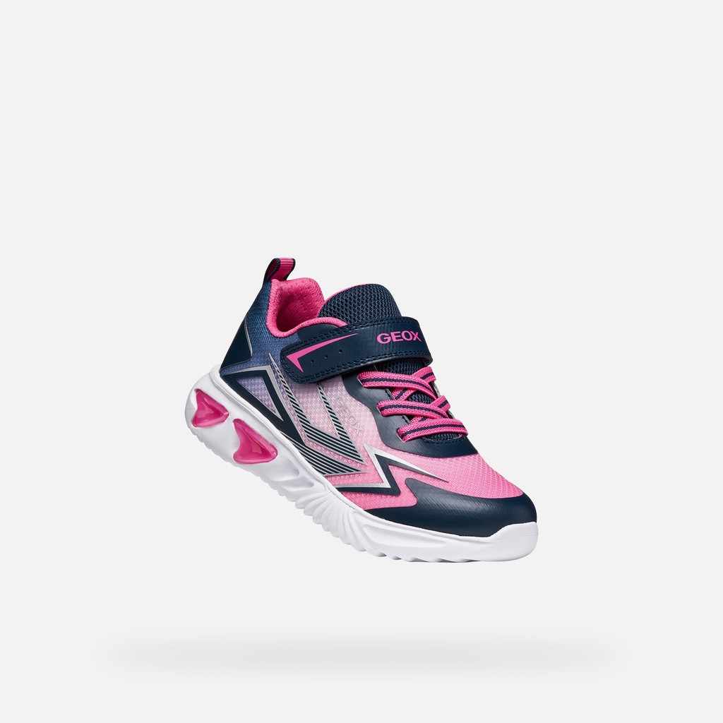 Sneakers with lights ASSISTER GIRL Navy/Fuchsia - image number 4 | GEOX