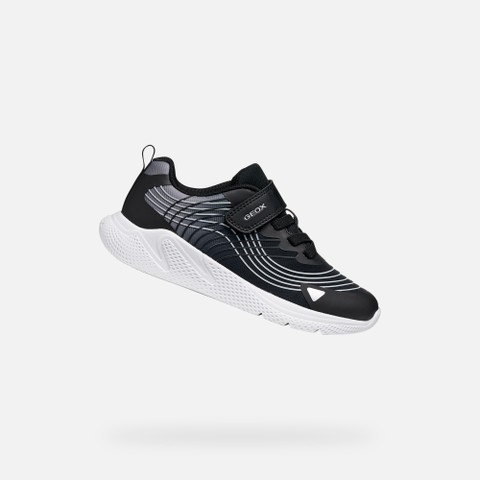 Lightweight breathable shoes SPRINTYE BOY Black/Silver | GEOX