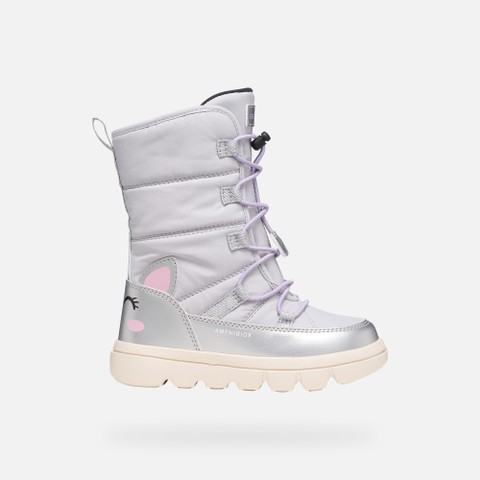 Waterproof snow ankle boots WILLABOOM ABX GIRL Silver/Multicolor - image number 1 | GEOX