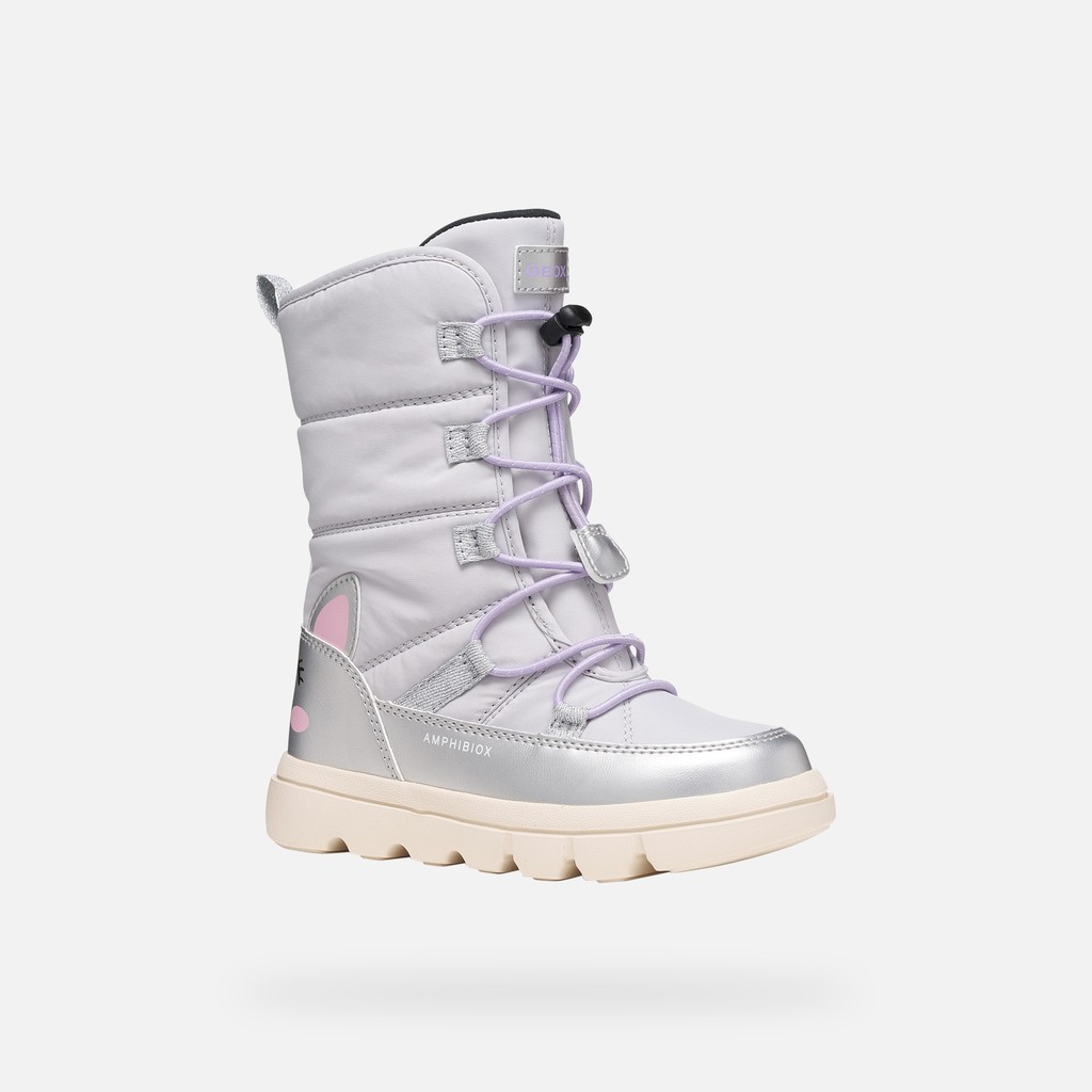 Waterproof snow ankle boots WILLABOOM ABX GIRL Silver/Multicolor - image number 2 | GEOX