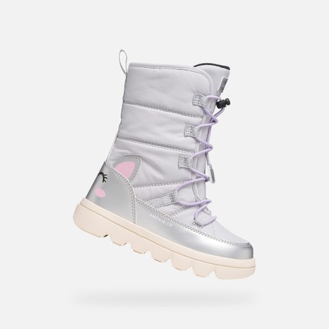 Waterproof snow ankle boots WILLABOOM ABX GIRL Silver/Multicolor | GEOX