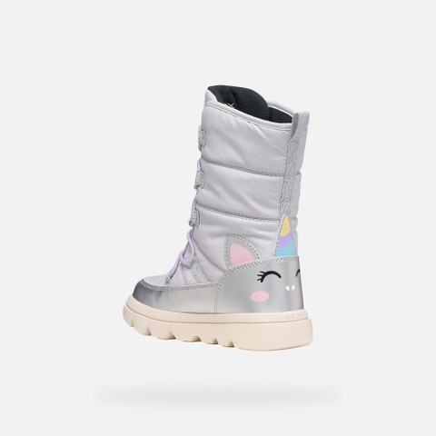 Waterproof snow ankle boots WILLABOOM ABX GIRL Silver/Multicolor - image number 3 | GEOX