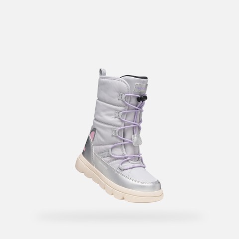 Waterproof snow ankle boots WILLABOOM ABX GIRL Silver/Multicolor - image number 4 | GEOX