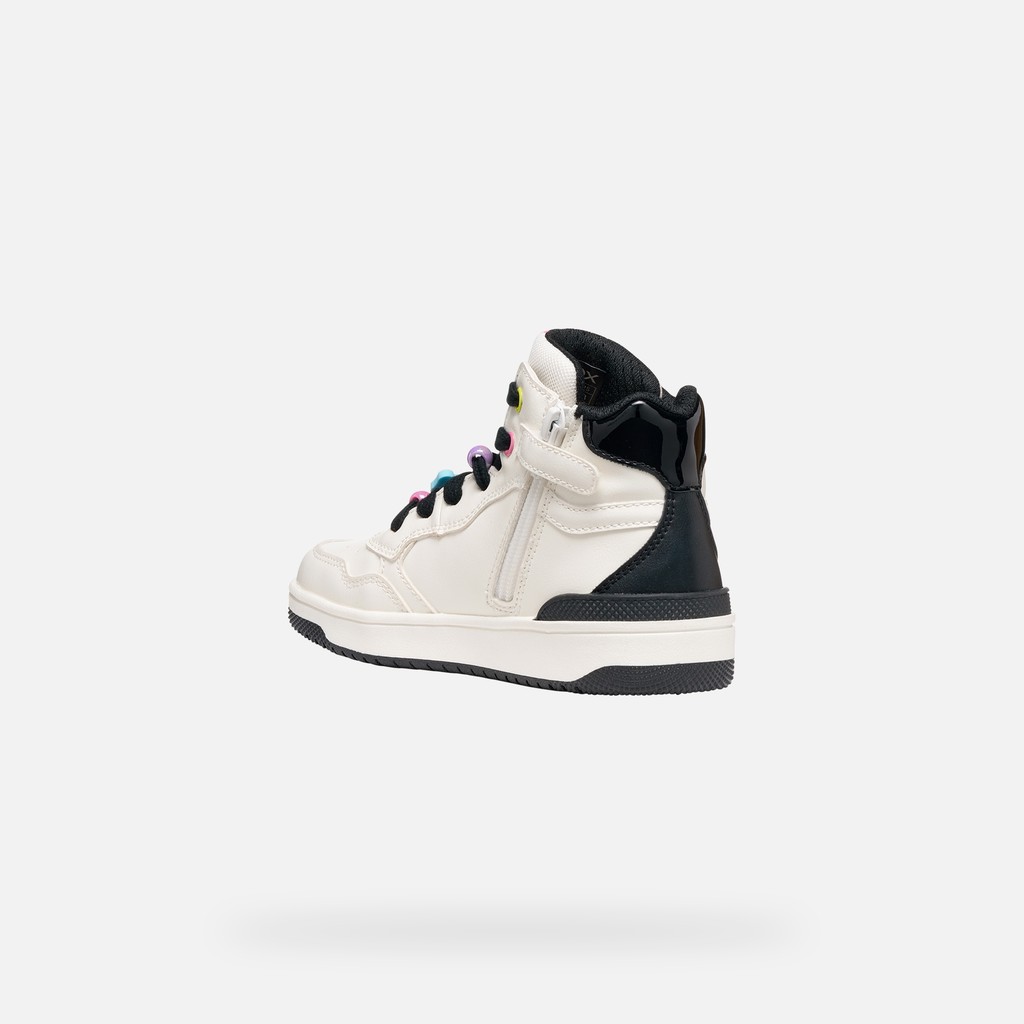 High top sneakers WASHIBA GIRL White/Black - image number 3 | GEOX