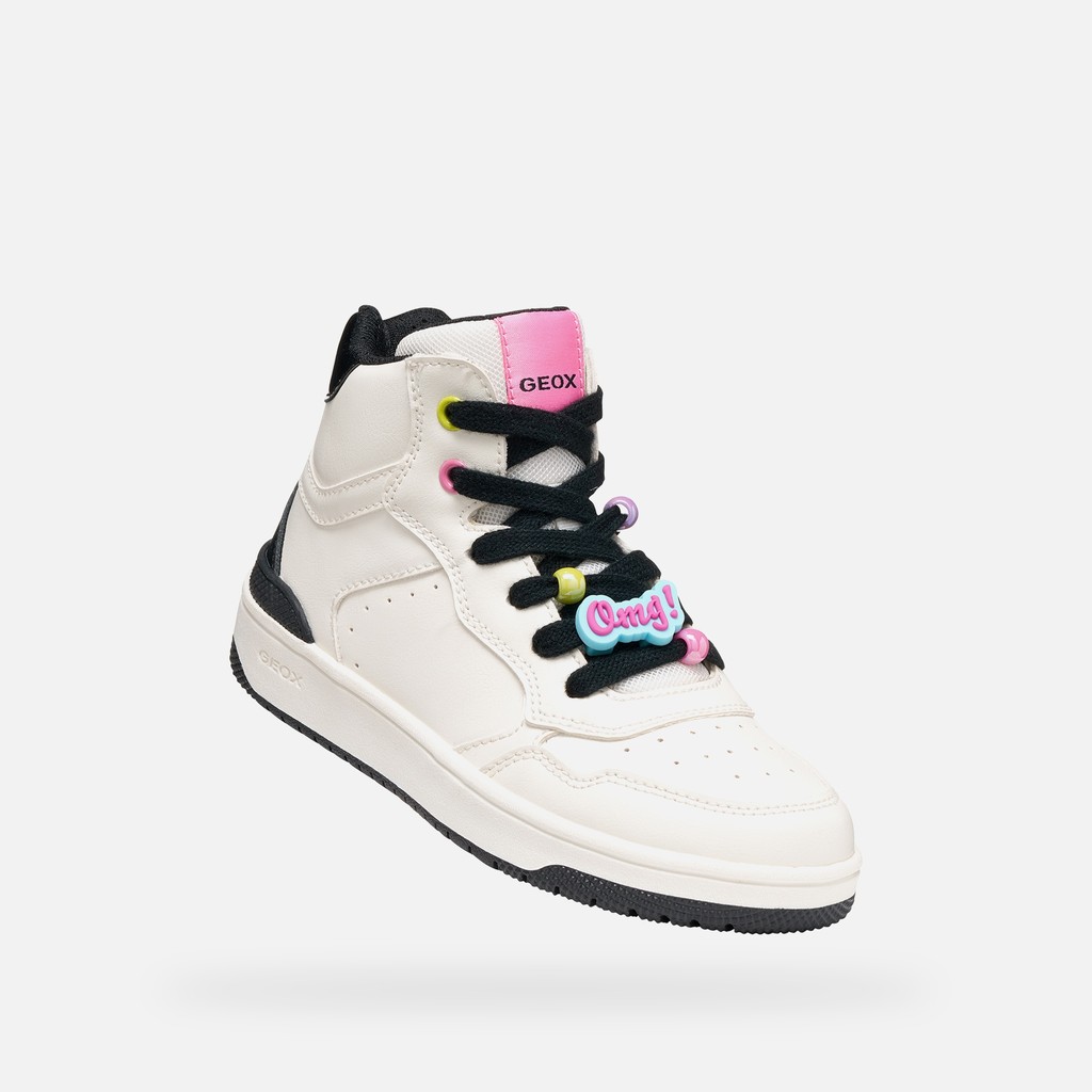 High top sneakers WASHIBA GIRL White/Black - image number 4 | GEOX