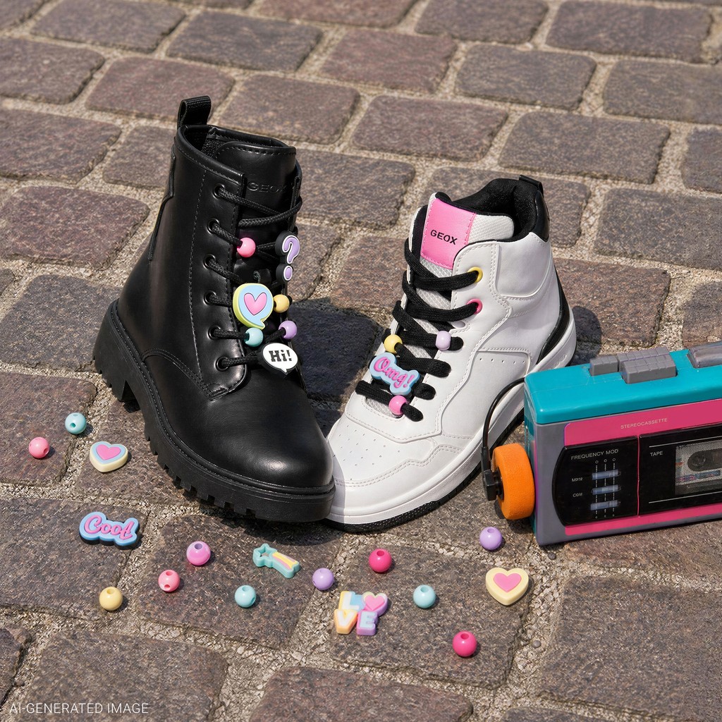 High top sneakers WASHIBA GIRL White/Black - image number 7 | GEOX