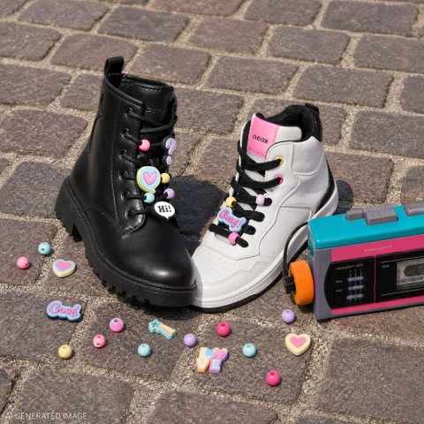 High top sneakers WASHIBA GIRL White/Black - image number 7 | GEOX