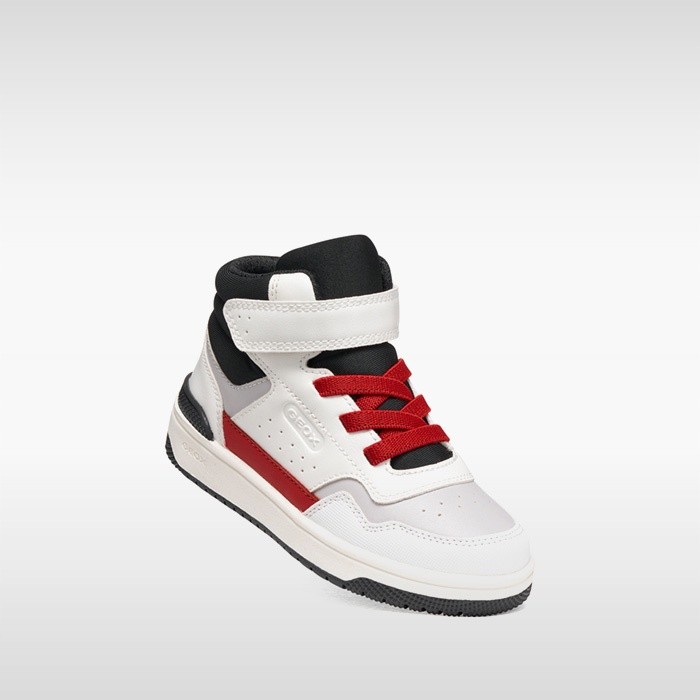 Chaussures &agrave; scratch WASHIBA GAR&Ccedil;ON Blanc/Rouge | GEOX