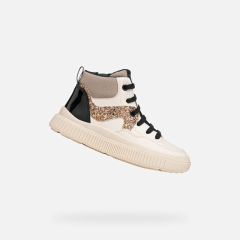 Baskets montantes LAQUINNY FILLE Ivoire clair/Bronze clair | GEOX
