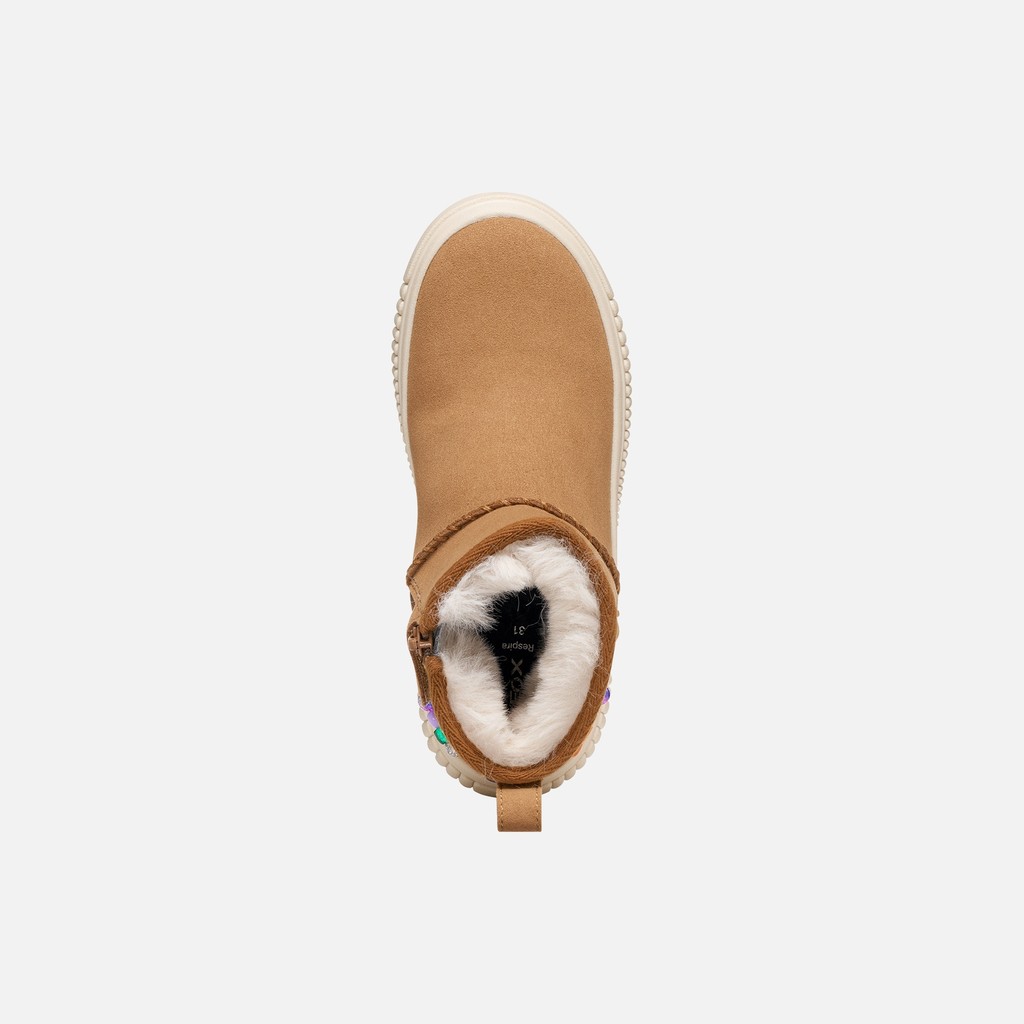 Fur-trimmed ankle boots LAQUINNY GIRL Whisky - image number 6 | GEOX