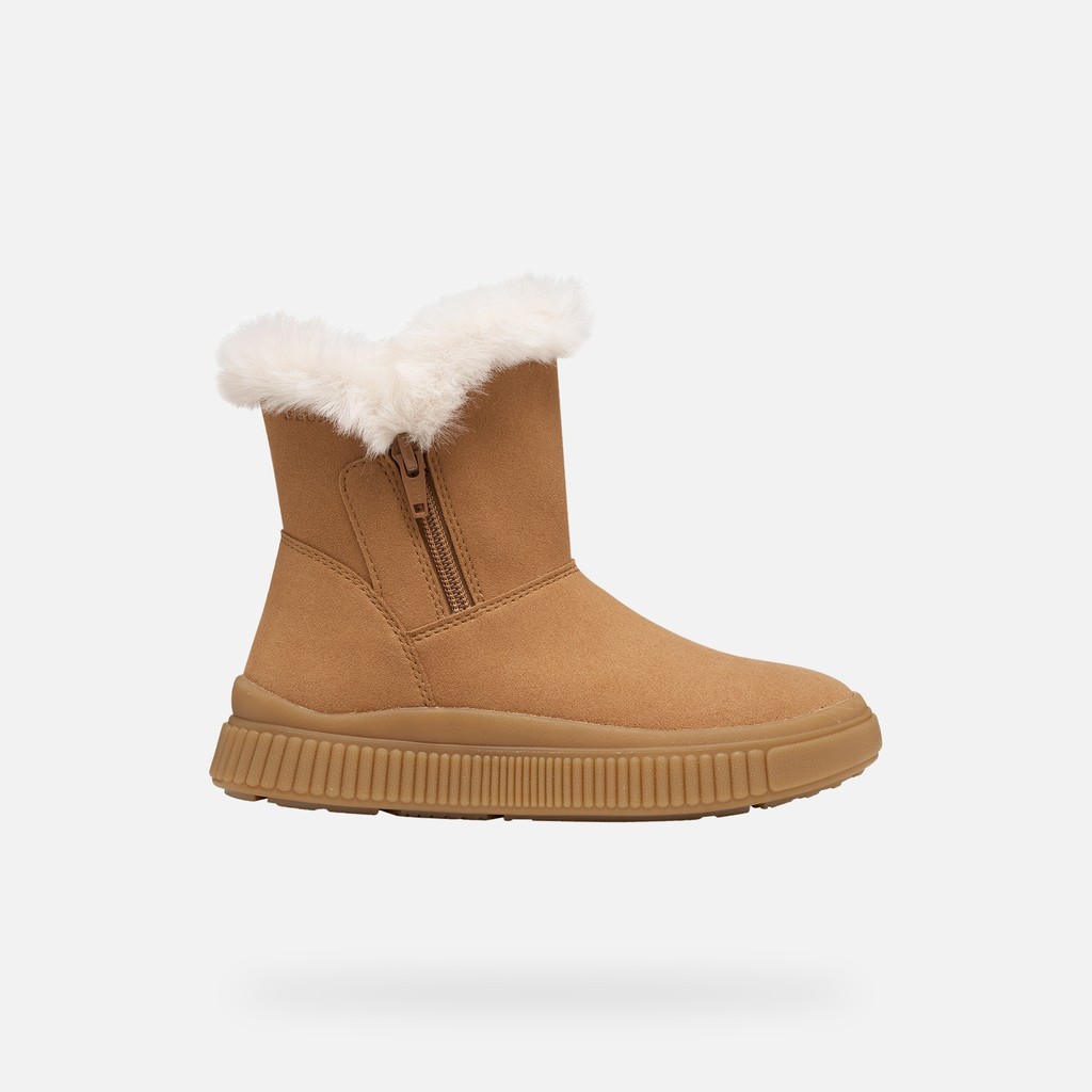 Fur-trimmed ankle boots LAQUINNY GIRL Whisky - image number 1 | GEOX
