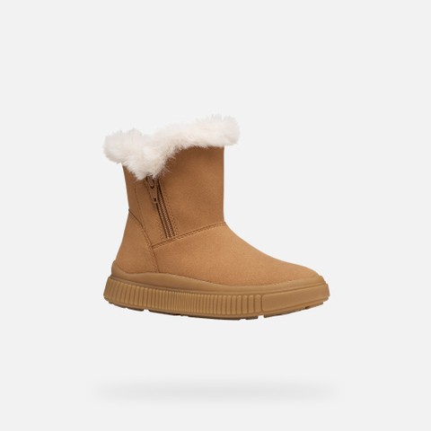 Fur-trimmed ankle boots LAQUINNY GIRL Whisky - image number 2 | GEOX