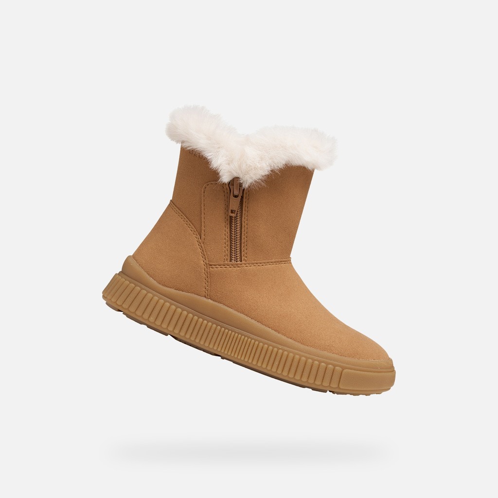 Fur-trimmed ankle boots LAQUINNY GIRL Whisky - image number 0 | GEOX
