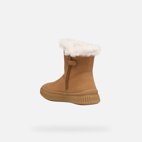 Fur-trimmed ankle boots LAQUINNY GIRL Whisky - image number 3 | GEOX