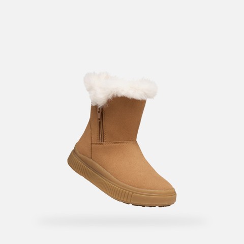 Fur-trimmed ankle boots LAQUINNY GIRL Whisky - image number 4 | GEOX
