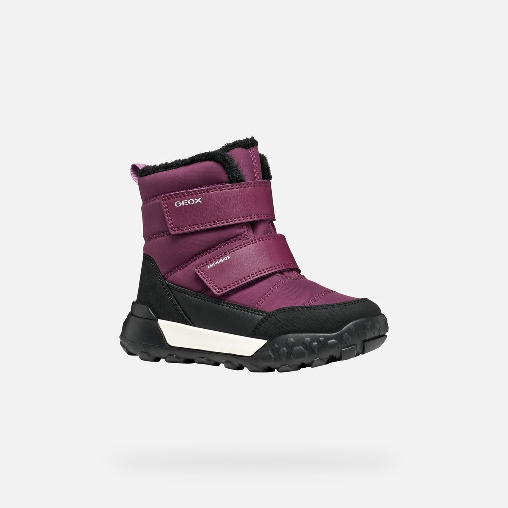 Waterproof snow ankle boots TREKKYUP ABX GIRL Dark purple/Fuchsia - image number 2 | GEOX