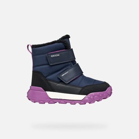 Waterproof snow ankle boots TREKKYUP ABX GIRL Navy/Cyclamen - image number 1 | GEOX