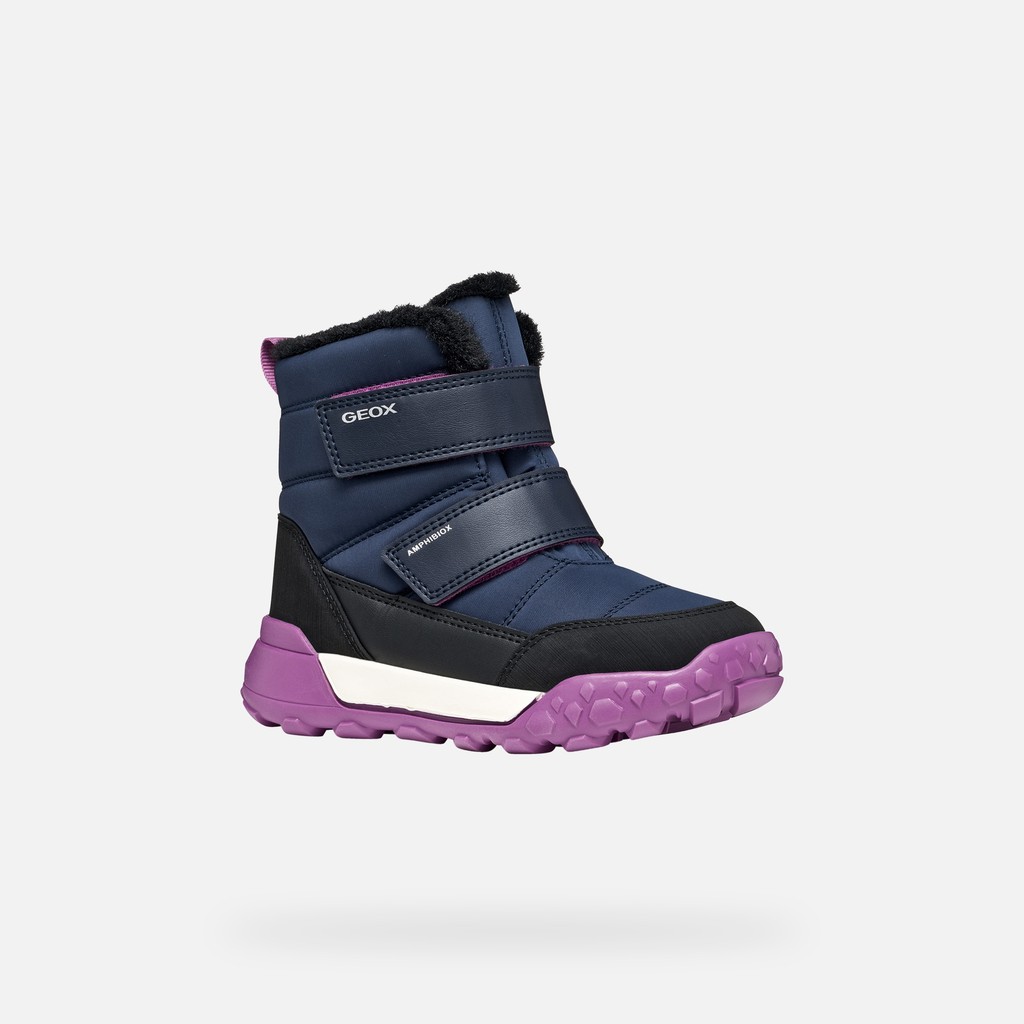 Waterproof snow ankle boots TREKKYUP ABX GIRL Navy/Cyclamen - image number 2 | GEOX