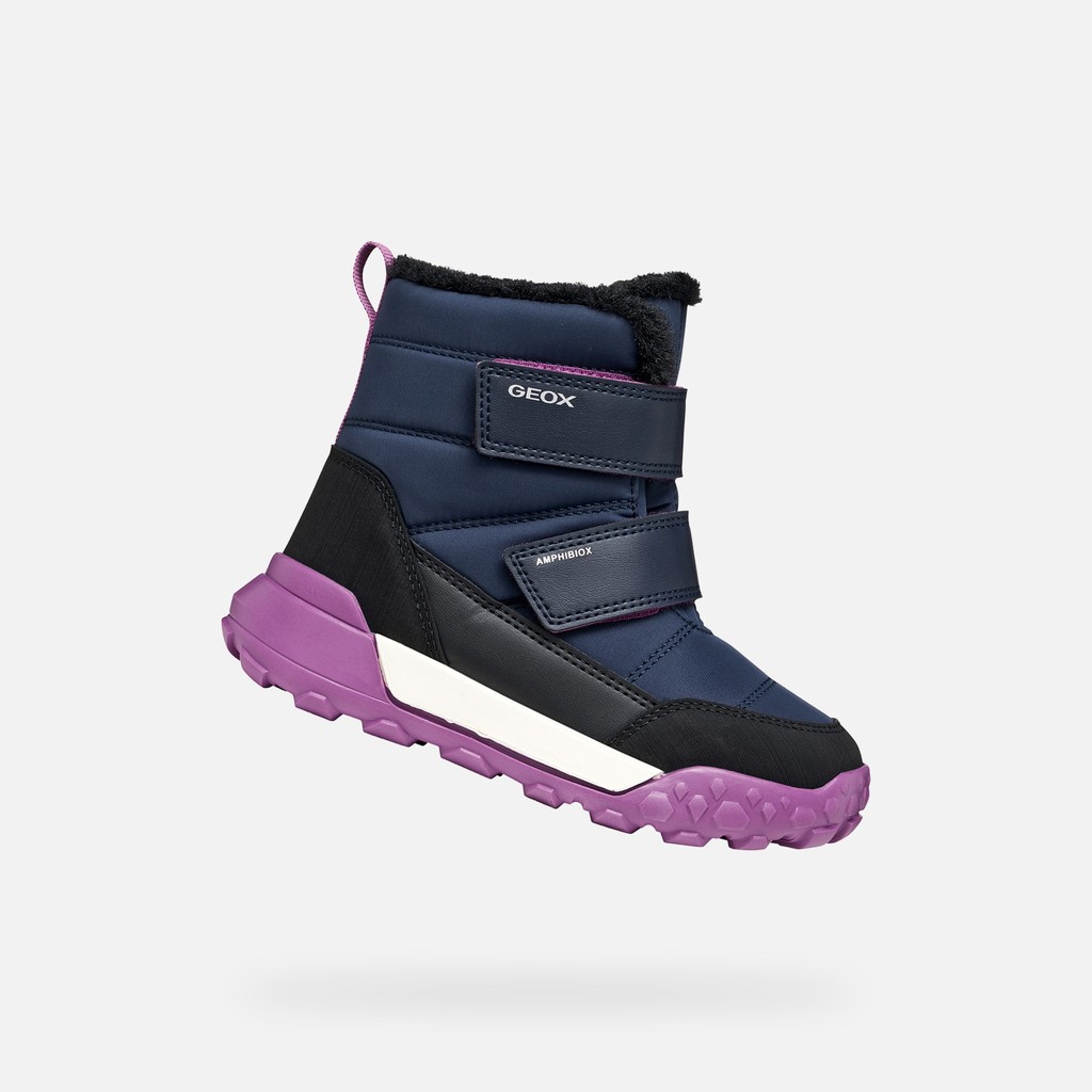 Waterproof snow ankle boots TREKKYUP ABX GIRL Navy/Cyclamen - image number 0 | GEOX