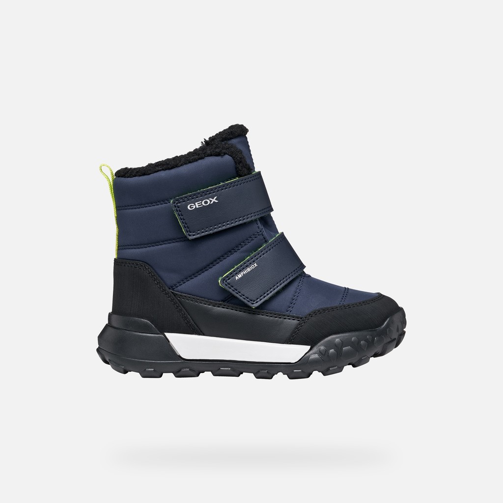 Waterproof snow ankle boots TREKKYUP ABX BOY Navy/Lime - image number 1 | GEOX