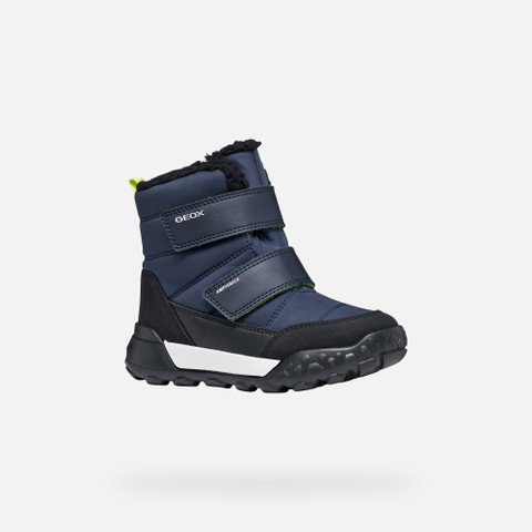 Waterproof snow ankle boots TREKKYUP ABX BOY Navy/Lime - image number 2 | GEOX