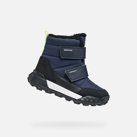 Waterproof snow ankle boots TREKKYUP ABX BOY Navy/Lime | GEOX