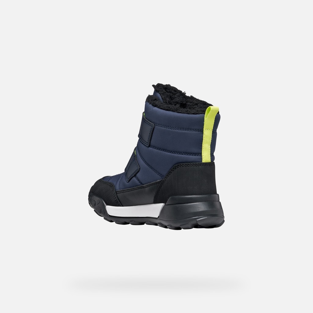 Waterproof snow ankle boots TREKKYUP ABX BOY Navy/Lime - image number 3 | GEOX
