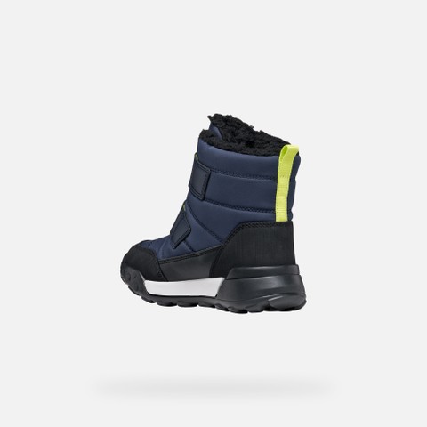 Waterproof snow ankle boots TREKKYUP ABX BOY Navy/Lime - image number 3 | GEOX
