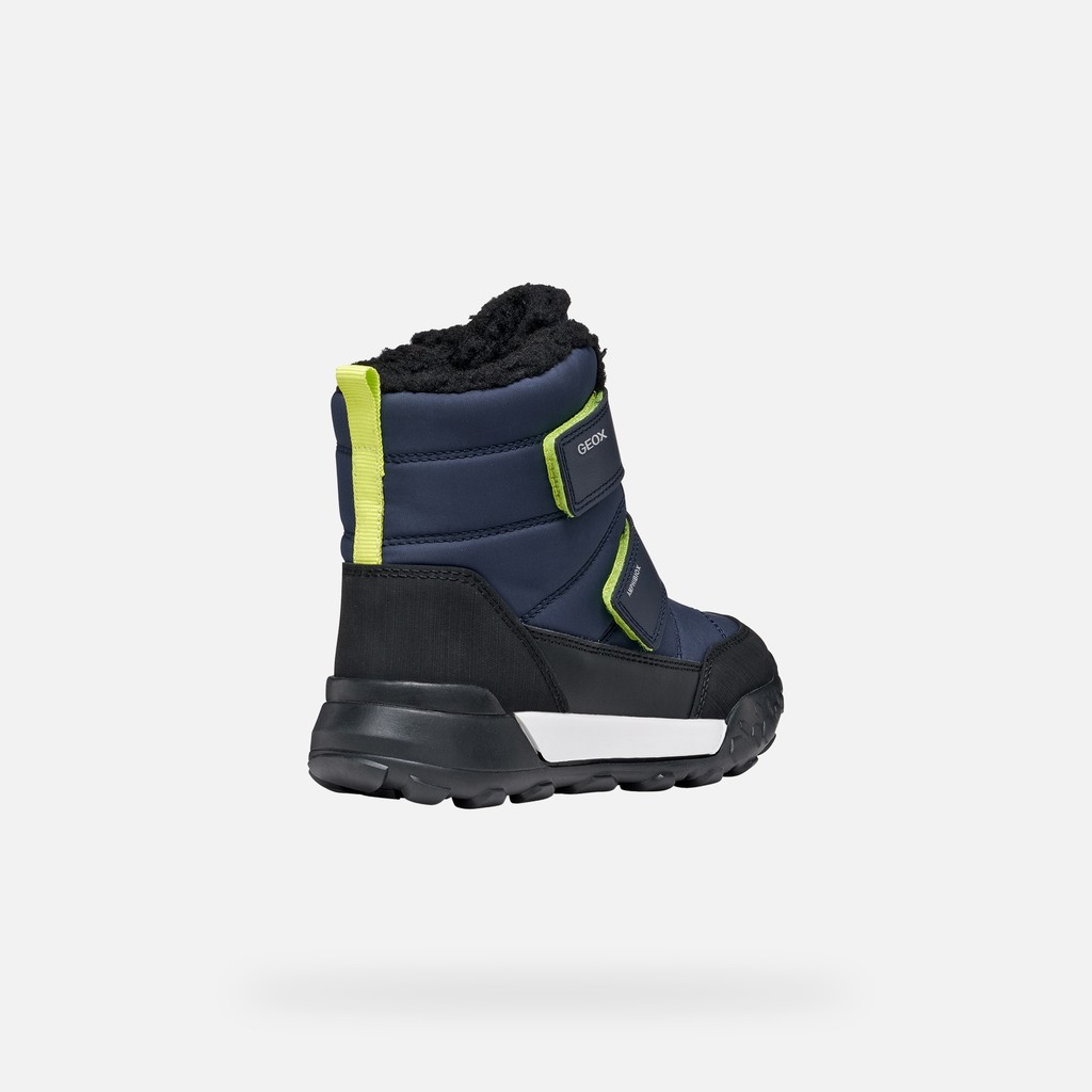 Waterproof snow ankle boots TREKKYUP ABX BOY Navy/Lime - image number 4 | GEOX