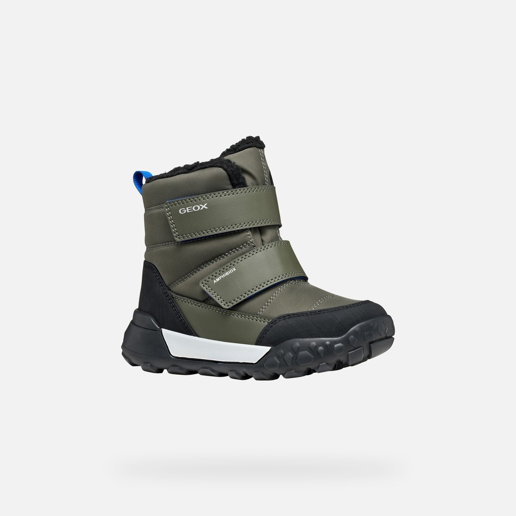 Waterproof snow ankle boots TREKKYUP ABX BOY Dark green/Royal - image number 2 | GEOX