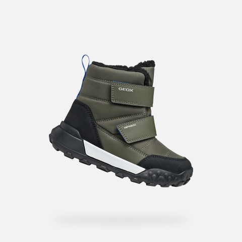 Waterproof snow ankle boots TREKKYUP ABX BOY Dark green/Royal - image number 0 | GEOX