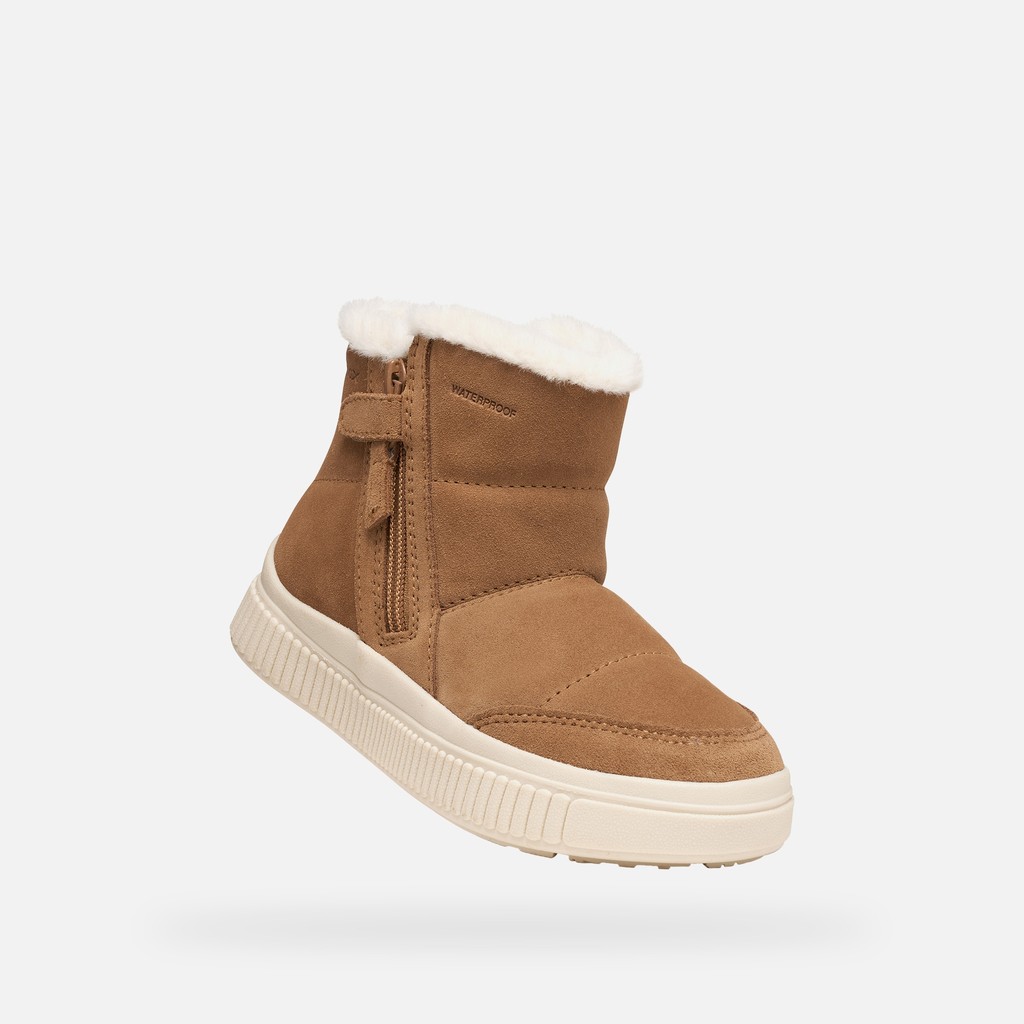 Bottines imperm&eacute;ables LAQUINNY   FILLE Brun cognac - image number 4 | GEOX